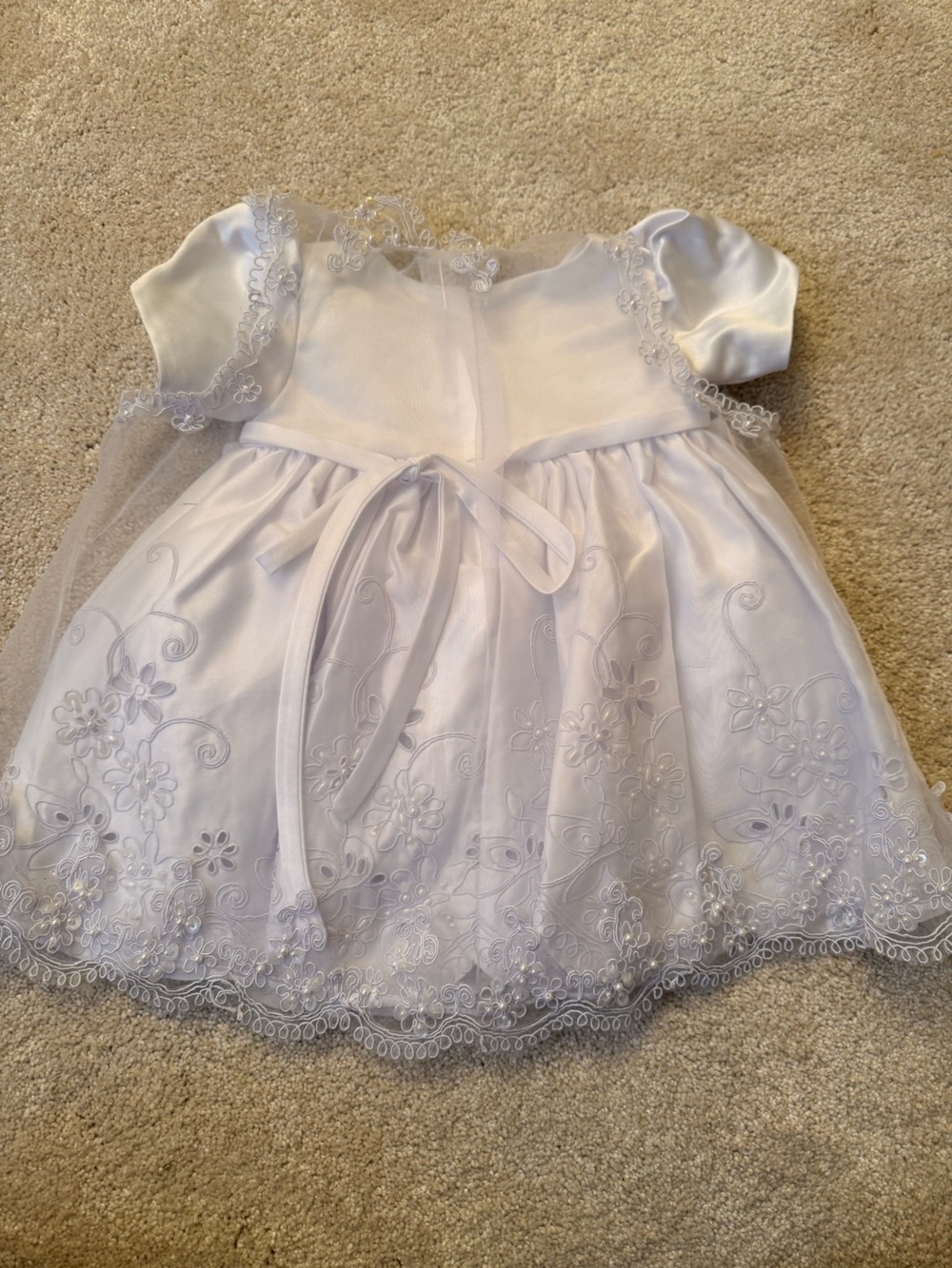 Angels White Floral Embroidered Tulle Flower Girl Dress